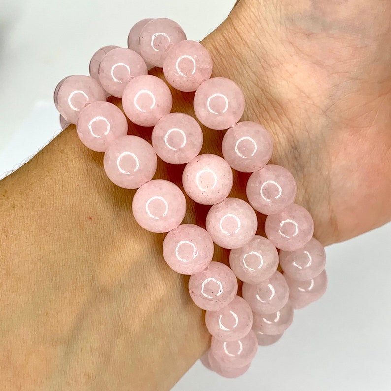 Rose Quartz Crystal Bracelet, Rose Quartz Gemstone Beaded Bracelet image 9