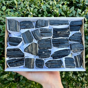 Black Tourmaline Crystal Flat, Rough Natural Stones, Premium Quality &#39;AA&#39; Grade Tourmaline, Bulk Wholesale Crystals