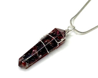 Red Garnet Orgonite Pendant Wire 