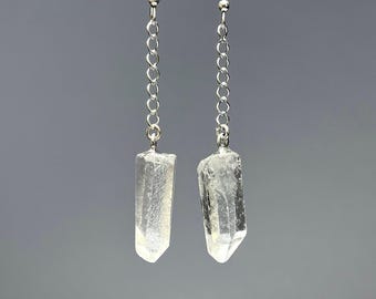 Quartz Crystal Long Dangle Earrings