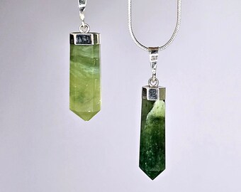 Jade Nephrite Crystal Necklace, Nephrite Gemstone Sterling Silver Pendant Necklace, Jade Nephrite 925 Sterling Silver Pendant and Chain