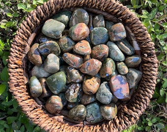 Rhyolite Tumbled Stones, Rainforest Jasper Tumbled Crystals 20/30MM