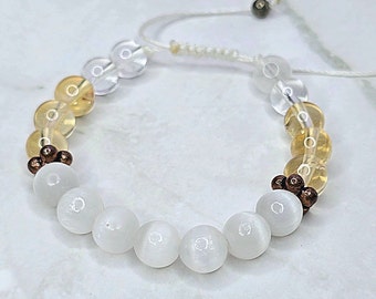 Selenite Citrine and Quartz Crystal Bracelet