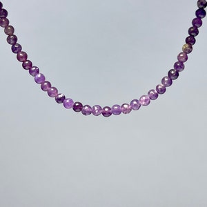 Lepidolite Crystal Beaded Choker: Sterling Silver Gemstone Necklace