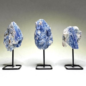 Raw Blue Kyanite Crystal Cluster on Stand image 1