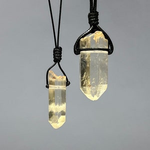 Natural Citrine Crystal Necklace | Handmade Necklace on Black Cord