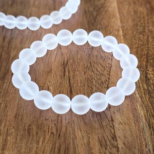 Matte Quartz Crystal Bracelet: Beaded Gemstone Stretch Bracelet