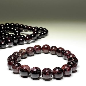 Garnet Crystal Beaded Bracelet: 4-10mm Round Gemstone