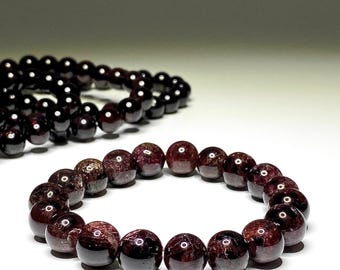 Garnet Crystal Bracelet, Garnet Gemstone Beaded Bracelet