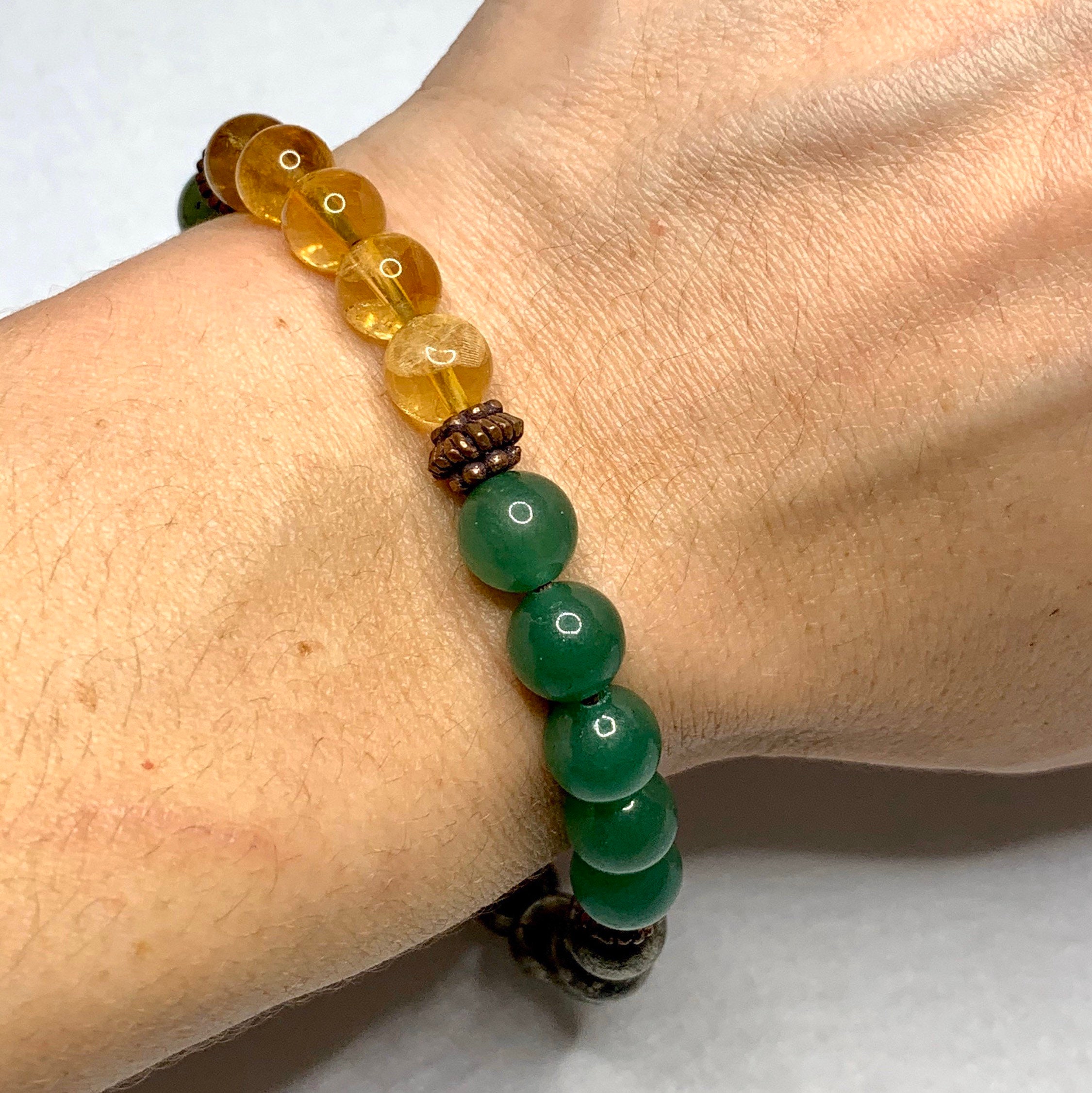 Citrine Pyrite Jade and Green Aventurine Bracelet Etsy