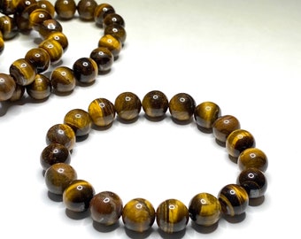 Tiger Eye Crystal Bracelet, Tiger Eye Gemstone Beaded Bracelet