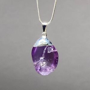 Amethyst Tumbled Pendant Necklace