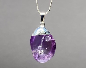 Amethyst Tumbled Pendant Necklace