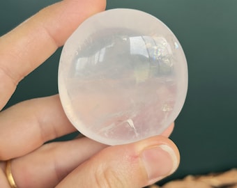 Girasol Quartz Palm Stone – Milky Moon Quartz Crystal, Calming Meditation Aid
