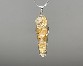 Citrine in Orgonite Wire Wrapped Pendant Necklace