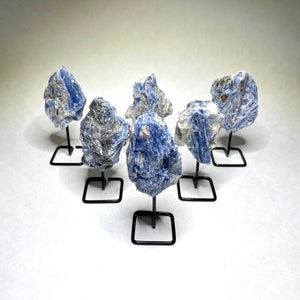 Raw Blue Kyanite Crystal Cluster on Stand image 7