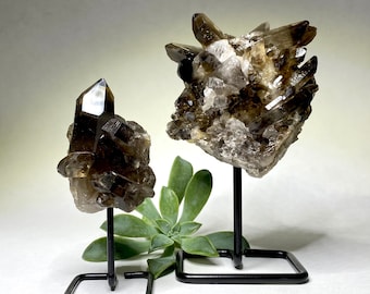 Smoky Quartz Crystal Cluster on Stand