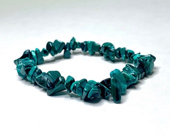 Malachiet Crystal Chips armband, Malachiet edelsteen kralen armband