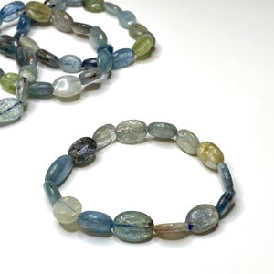 Blue Kyanite Crystal Bracelet: Beaded Gemstone, Chakra Healing