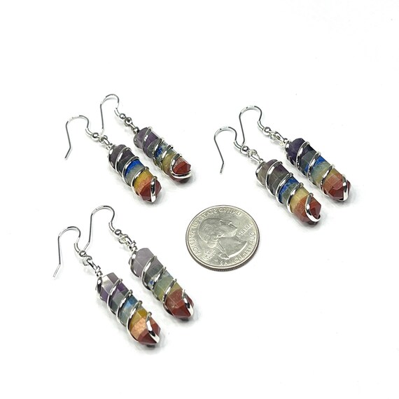 Orecchini Pendenti In Cristallo Naturale Con 7 Chakra Per Donna