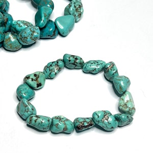 Howlite Turquoise Nugget Bracelet: Gemstone Beaded Stretch Bracelet