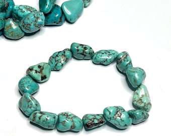 Howlite Turquoise Crystal Bracelet, 8mm Howlite Turquoise Gemstone Beaded Bracelet