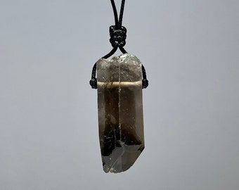 Smoky Quartz Crystal Necklace,  Smoky Quartz Point  Cord Necklace