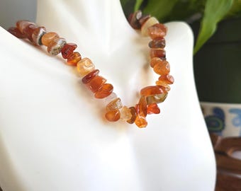 Carnelian Chunky Chips Choker Necklace – 16" with 2" Extender