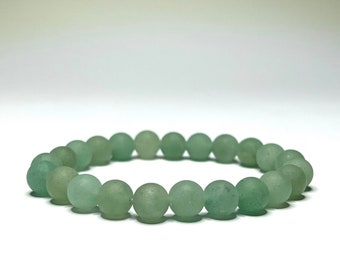 Green Aventurine Crystal Bracelet, 8mm Matte Beaded Bracelet