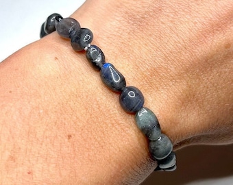 Labradorite Crystal Bracelet, Labradorite Gemstone Beaded Bracelet