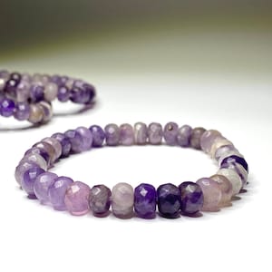 Amethyst Kristall Perlen Armband, facettierte Rondelle Edelstein Armband