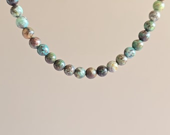 Chrysocolla Crystal Choker: 16 Inch Handmade Gemstone Beaded Necklace
