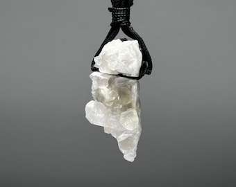 Clear Quartz Cluster Necklace, Quartz  Cord Necklace