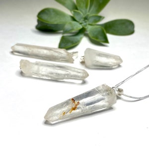 Lemurian Quartz Pendant Necklace, Lemurian Quartz Crystal Point with Free Chain image 4