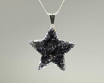 Black Amethyst Star Crystal Necklace, Black Amethyst Gemstone Pendant with Complimentary Chain
