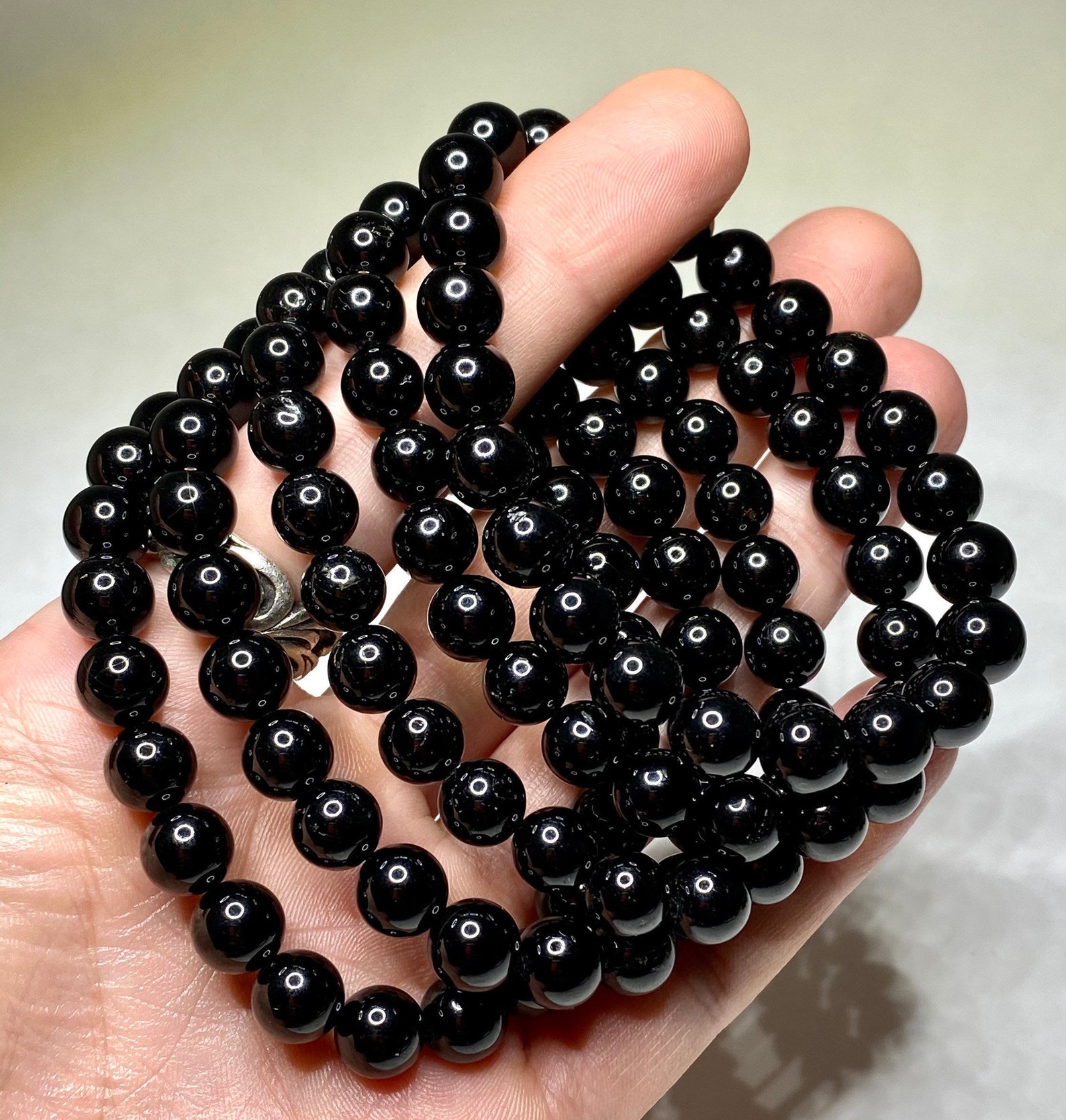 Black Tourmaline Bead Bracelet 8mm Etsy