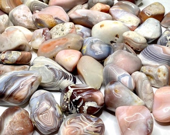 Botswana Agate Pink Tumbled Stones, Tumbled Pink Agate Crystals