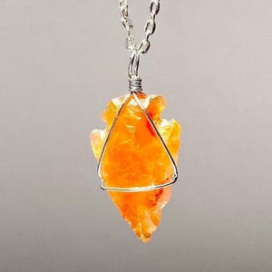 Carnelian Arrowhead Crystal Pendant with Chain