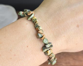 Rhyolite Crystal Chips Bracelet: Handmade Gemstone Beaded Bracelet