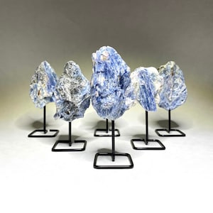 Raw Blue Kyanite Crystal Cluster on Stand image 9