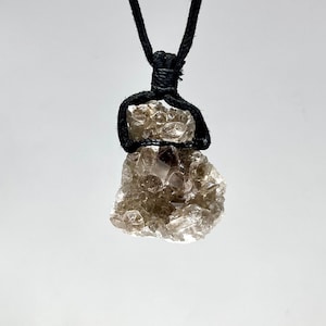Smoky Quartz Cluster Pendant Necklace: Adjustable Cord
