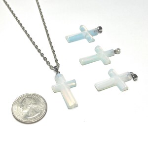 Opalite Crucifix Pendant Necklace, Opalite Cross Crystal Pendant with a Free Chain image 10