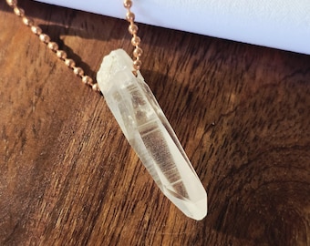 Lemurian Quartz Pendant with a 24 Inch Copper Chain, Lemurian Quartz Pendant Necklace