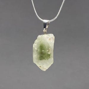 Quartz Crystal Pendant Necklace, Green Phantom Quartz Pendant with Chain