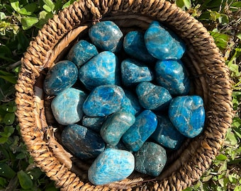Large Blue Apatite Tumbled Stones - 35/55mm, Premium Quality Crystals