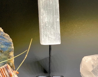 Selenite Crystal Log on Stand