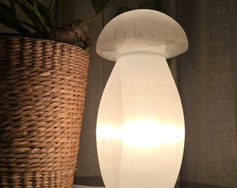 Selenite Mushroom Lamp - 8 Inch Table Lamp