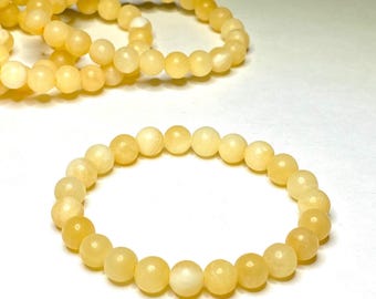 Orange Calcite Crystal Bracelet, Calcite Matte Bead Gemstone Bracelet
