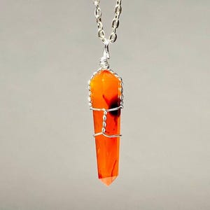 Carnelian Pendant Wire Wrapped with 18&quot; Chain