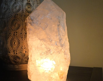 Quartz Crystal Table Lamp, Large Unique Crystal Tower